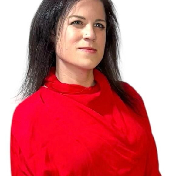 NWT Jason Wu Tie Neck Red Dress - As Seen on The View - Size 8 Midi Length - Picture 9 of 16